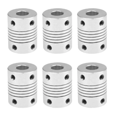 Imagen de 6 Piezas Acoplamientos Flexibles,Acoplamiento de la Aleación Aluminio,Acoplador del Motor Pasos,5 mm a 8 mm,Acoplamiento Aleación,para Máquina Impresora 3D(Plateado)