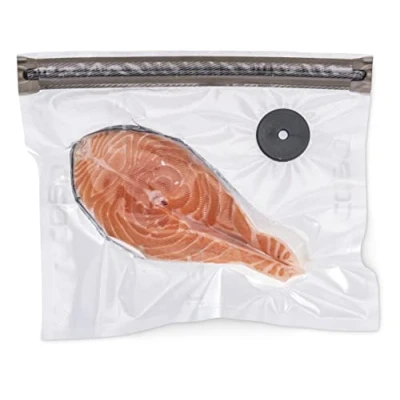 Imagen de Caso Vacu Bolsas con cremallera (26 x 23 cm, 20 bolsas, aptas para SousVide, sin BPA, 150 µm, especialmente fuertes, resistentes, reutilizables, sellador al vacío (mano) adaptador