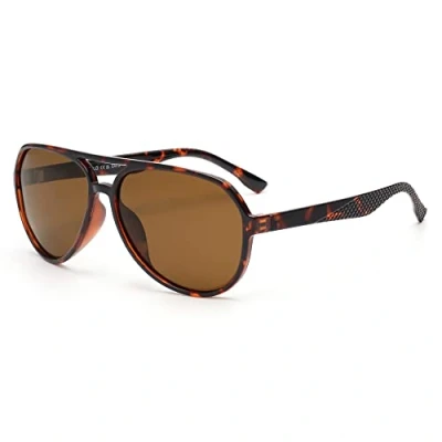 Imagen de JIM HALO Gafas de Sol Polarizadas para hombre Mujere, Retro Conducción Pesca Tortuga/Marrón