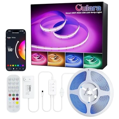 Imagen de OULARA WIFI RGB COB LED Tira 6M,LED de luz Regulable que Cambia color DC24V, Inteligente Funciona con Tuya/Alexa/Google Assistant,LED Flexible multicolor para TV,Decoración fiesta DIY