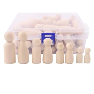 Imagen de 50 Pcs Figuras de Madera Decoración, Muñeca Peg Inacabado Personas Cuerpos en Simples Angel Dolls