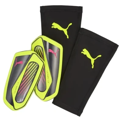 Imagen de Puma Ultra FLEX Sleeve Unisex Espinilleras, Talla: Small, Yellow alert/aged silver