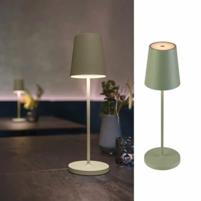 Imagen de SLV Lámpara LED recargable Vinolina Two, verde, aluminio, Ø 11 cm, IP65