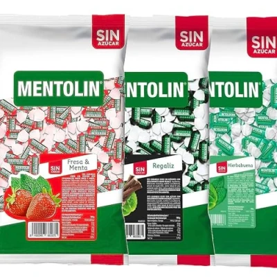 Imagen de MENTOLIN PACK 3 Kg caramelos sin azúcar duros Fresa Menta &amp; Regaliz Hierbabuena