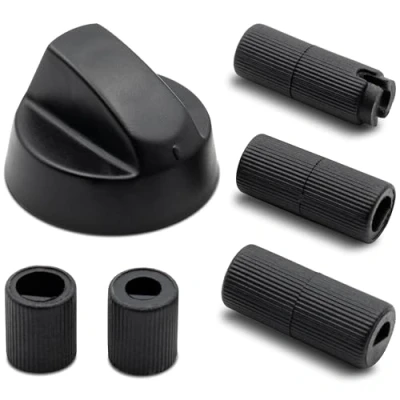 Imagen de Botón giratorio para estufa, diámetro de 43 mm, perilla con 5 adaptadores, universal, horno, 2 colores (negro)