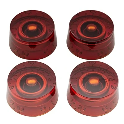Imagen de Musiclily Pro Tamaño Métrico 18 Splines Botones de Potenciómetros Cilíndrica Perillas para Asia Import Guitarra o Bajo Split Shaft Pots, Ámbar(Juego 4)