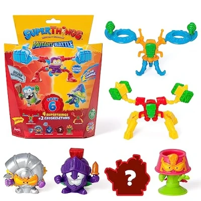 Imagen de SuperThings Serie Mutant Battle Pack de 6. Incluye 4 (1 capitán Plateado) y 2 Exoskeletons. 6