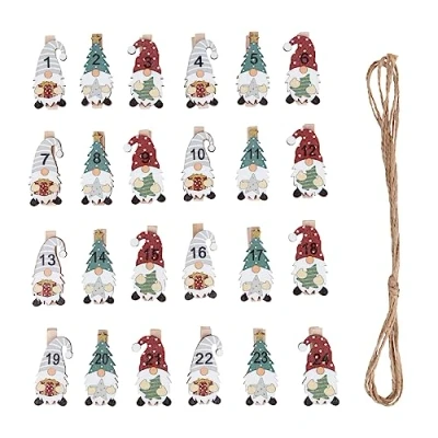 Imagen de Rayher Calendario adviento diy, gnomos navidad, pinzas 1 24 y cordel, 2,3x4,8 cm, 46717000