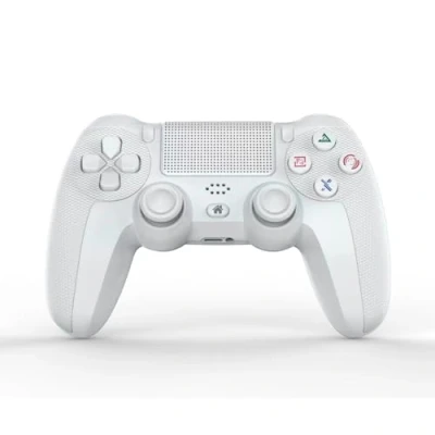 Imagen de NK Mando para PS4 / PS3 PC/Móvil Inalámbrico Wireless Controller con Dualshock, Función Detección 6 ejes, Luz LED, Panel Táctil, Entrada Auriculares, Cable de Carga incluido Blanco