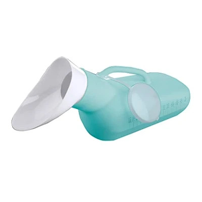 Imagen de Maximex Botella para orina unisex de color verde menta, con cierre hermético y escala hasta 800 ml, también apta mujeres, dimensiones (ancho x alto fondo): 32,5 15 10 cm