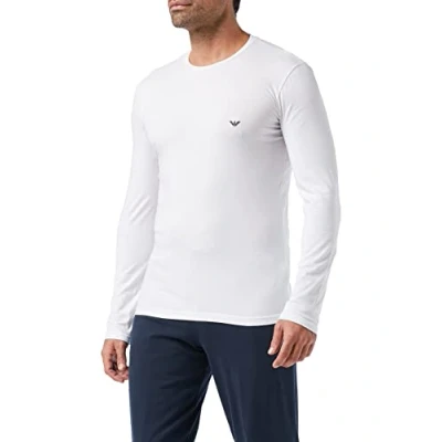 Imagen de Emporio Armani Camiseta básica de algodón elástico, Blanco, L para Hombre