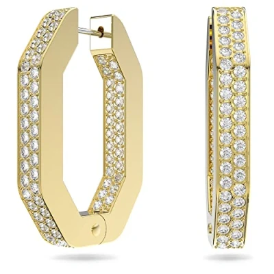 Imagen de Swarovski Pendientes Dextera para Mujer, con Pavé de Cristal Blanco, Baño Tono Oro Rosa, Colección