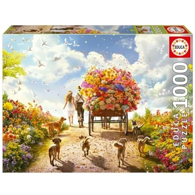 Imagen de Educa Carro de Flores Puzzle 1000 Piezas para Adultos. Medidas: 68 x 48 cm. Incluye Cola Fix Puzzle. A Partir 14 años (19921)