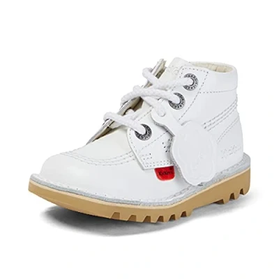 Imagen de Kickers Kick Hi Classic Ankle Boots with Zip Extra Comfortable Added Durability Premium Quality, Botas Cortas al Tobillo Unisex niños, White, 31 EU