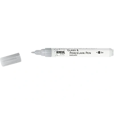 Imagen de KREUL 16425 Rotulador para vidrio y porcelana Plata metalizada, punta fina dimensionalmente estable, ancho de trazo aprox. 1 2 mm, Silver, 2mm