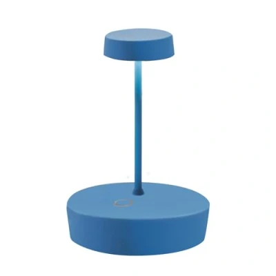 Imagen de Zafferano, Lámpara Swap Mini, de Mesa Recargable e Inalámbrica con Control Táctil, Adecuada para Interior y Exterior, Atenuador, 2700 K, Altura 14,8 cm, Color Azul Capri