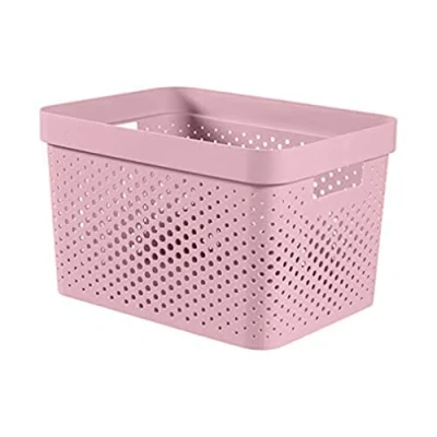 Imagen de CURVER Cesta de Almacenamiento Infinity 17L reciclada multiusos, apilable y encajable, 35,5 x 26,2 21,9 cm, color rosa