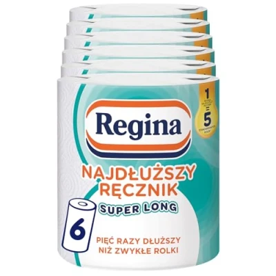 Imagen de Regina Toalla súper larga más larga, 6 rollos de 220 hojas, cinco veces que los normales, 2 capas, embalaje papel, certificación FSC, NIZP PZH