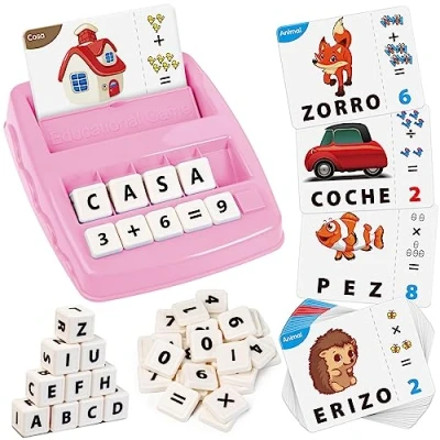 Imagen de Joozmui Juegos Educativos Niños 3 8 Años, Juguetes Años Regalo Niña para Aprender a Leer Scrabble Español Deletreo Montessori