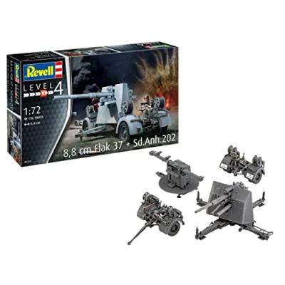 Imagen de Revell 03325 Scale Ejército 8,8 cm Flak 37 + SD.ANH.202 Kit de Modelo Escala 1:72, Color sin Pintar