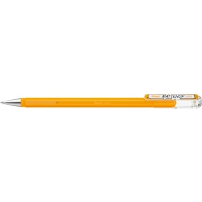 Imagen de Pentel K110 VF2X Mattehop Bolígrafo roller de tinta gel con alta cobertura en acabado mate, modelo tapa, 1 unidad, color amarillo y naranja