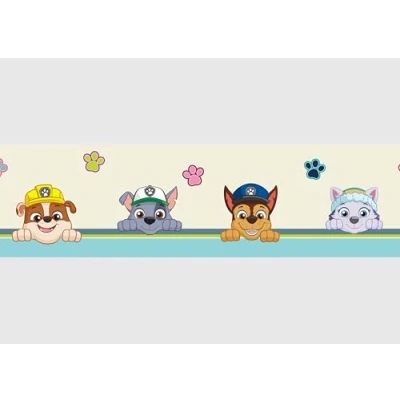 Imagen de AG Design AWBD 8008 Cenefa autoadhesiva de la Patrulla Canina con texto en alemán &quot;Sei Glücklich&quot;, decoración pared para niños y niñas, multicolor, ancho 500 cm x alto 14