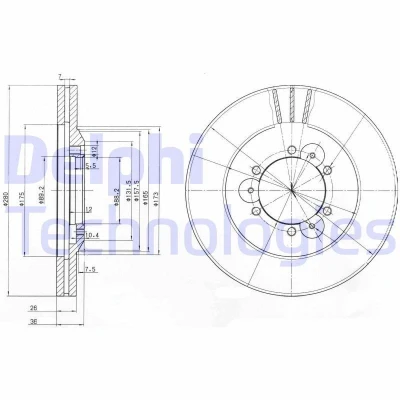 Imagen de DELPHI BG3378 Disco de freno 280 26 6 ventilado aceitado sin procesar cojinete rueda, anillo sensor ABS OPEL: Frontera A SUV, B SUV