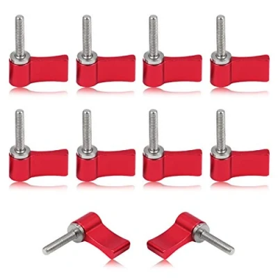 Imagen de SPEEDWOX 10 piezas macho roscado giratorio perilla, M4 20 mm ajustable pulgar palanca, perilla giratoria con una sola ala, aleación de aluminio rojo