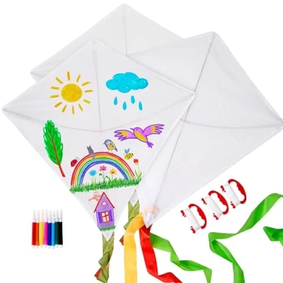 Imagen de THE TWIDDLERS Paquete de 3 Diseñe Su Propio Kit Cometas Cometa con Forma Diamante y 7 Bolígrafos Acuarela Niños Artes Manualidades