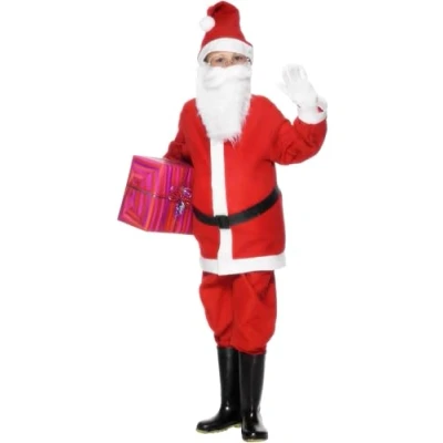 Imagen de Smiffys Disfraz infantil de Papá Noel, Rojo, con chaqueta, pantalón, gorro y cinturón