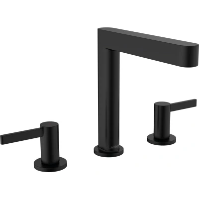 Imagen de hansgrohe Finoris Mezclador de lavabo 3 agujeros 160 con vaciador Push Open, negro mate, 76034670