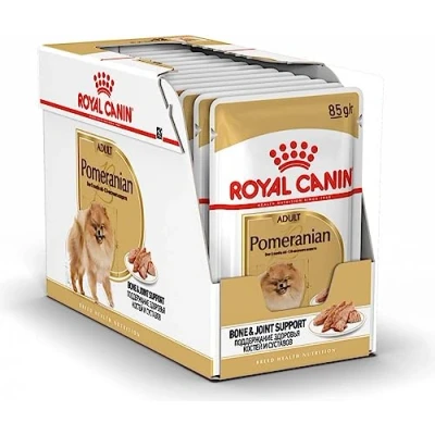 Imagen de Royal Canin Pomeranian Adult 12 x 85 g Alimento Completo para Perros (Mousse) Pomeranias Adultos y Mayores A Partir de los 8 Meses Contenido Mineral Ajustado