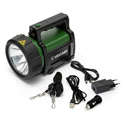 Imagen de Velamp Doomster Power Linterna LED 350 lúmenes (5W), Lámpara Recargable. Batería de Litio. Resistente al Agua. para Camping, Pesca, Trekking, emergencias, súper Equipado, 5 W, Verde