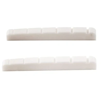 Imagen de Musiclily Plástico de Resina Urea Ranurada 42mm Cejuela Superior Tipo Strato Tele Nut Base Plana para Guitarra Eléctrica Stratocaster/Telecaster 6 Cuerdas, Blanco(2 Piezas)