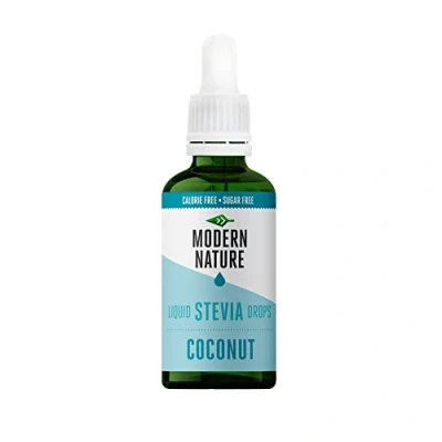Imagen de Modern Nature Gotas de Stevia Líquida Sabor Coco 50ml Edulcorante Natural, Sin Azúcar, Calorías, Keto Sustituto del Azúcar y Jarabe Café