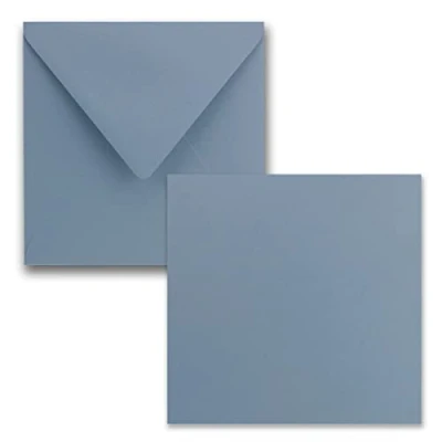 Imagen de FarbenFroh by GUSTAV NEUSER Juego de tarjetas individuales cuadradas 15 x cm, con sobres, papel estraza, 25 unidades, para felicitación y más, color azul grisáceo