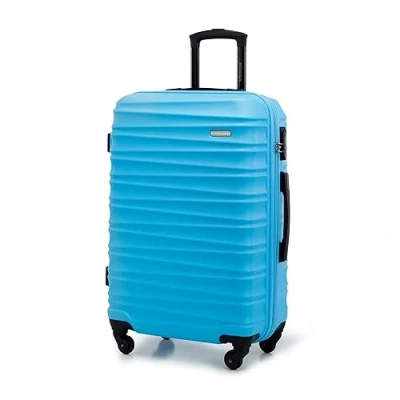 Imagen de WITTCHEN Maleta de Viaje Equipaje Mano Cabina ABS con 4 Ruedas giratorias Cerradura combinación Asa telescópica Groove Line Tamaño M Azul