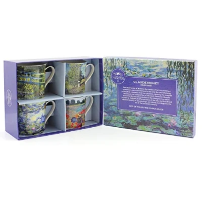 Imagen de Lesser &amp; Pavey Ceramic Mug Claude Monet Set of 4 12x8x9 cm Accesorio, Porcelana, Multicolor, 8.5 cm,