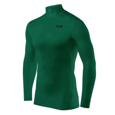 Imagen de TCA Camiseta Interior Manga Larga HyperFusion de Compresión para Hombres Verde Cuello Alto, L