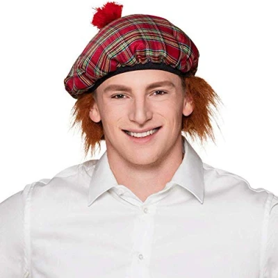 Imagen de Boland Mister Tartan gorro, gorro con pelo, estampado a cuadros, disfraz accesorio, carnaval, fiesta de disfraces