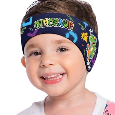 Imagen de MoKo Banda de Natación Protector Oídos, Diadema Impermeable Ajustable Elástica Mantenga Tapones, Neopreno del Pelo Oreja para Niño, S, Dinosaurio Grafitero
