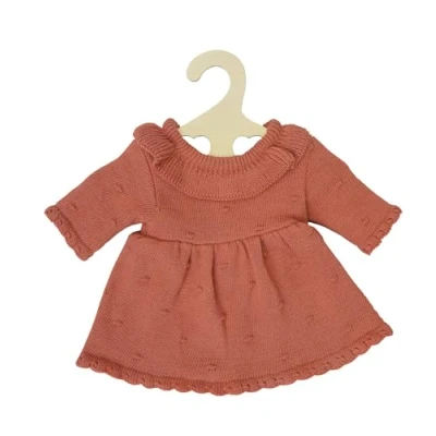 Imagen de Heless 1490 100% algodón orgánico Ropa, Vestido de Punto en melocotón para muñecas y Peluches tamaño 28 35 cm, sólido, Color Brown (1490)