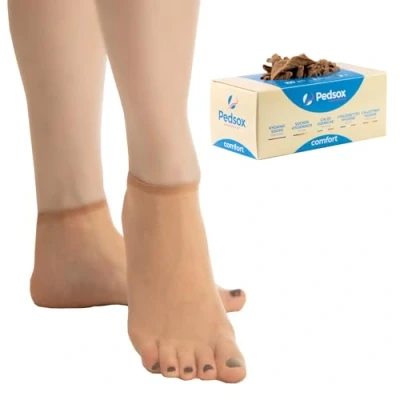 Imagen de Pedsox, 100pcs Calcetines Higiénicos Desechables para Prueba de Calzado, Línea Comfort, Unisex, Talla Única, Nude