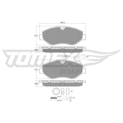 Imagen de TOMEX brakes TX 15 861 Juego de pastillas freno Eje delantero con contacto avisador desgaste tornillos pinza accesorios