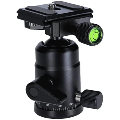 Imagen de Rollei Cabezal de bola para Compact Traveler No1 aluminio negro profesional 360 grados con fricción, capacidad carga 8 kg y 3 niveles burbuja. Incluye placa liberación rápida Acra Swiss