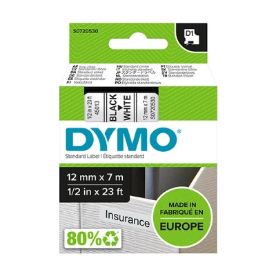 Imagen de Dymo Roll de cinta autoadhesiva, negro sobre blanco (1.2 cm x 7 m) 1 rollo S0720530