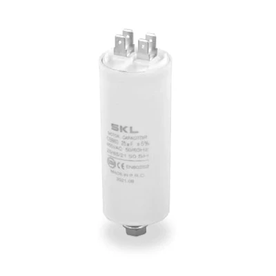 Imagen de DEKAROX condensador universal de 25 µF, 450 V, diámetro 40 x 95 mm, con 6,3 mm AMP, tornillo fijación M8 CBB60, arranque y funcionamiento para electrodomésticos