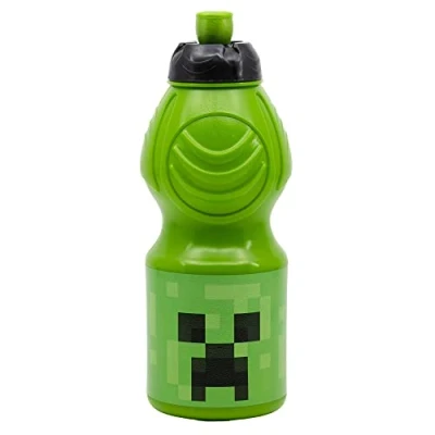 Imagen de Botella de agua plástico infantil con cierre anti goteo 400 ml Minecraft