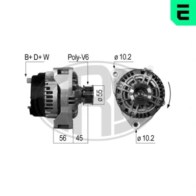 Imagen de ERA 210052A Alternador 14V 90A MERCEDES BENZ: Clase E Berlina, Sprinter 3 T Furgón, CLK Coupé, SSANGYONG: Korando II SUV, Musso SUV