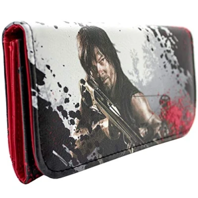 Imagen de The Walking Dead Daryl Dixon Arco Cartera Tri Fold con Bolsillo para Monedas &amp; Tarjetero, Multicolor